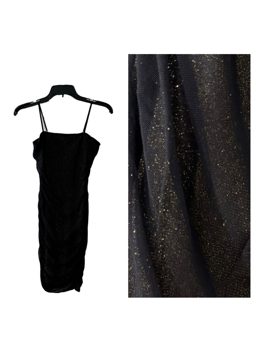 Un Deux Trois UDTFashion Girls Big Kids Black Glitter Ruched Party Dress Size 14